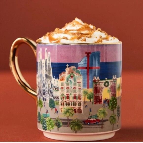 ❤️Anthro NWT Holiday in the City 2024 Colorful Cityscape Mug  - Barcelona - Picture 4 of 6